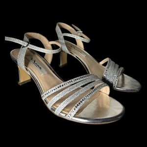 Nina New York Glittering Silver Strappy Heels